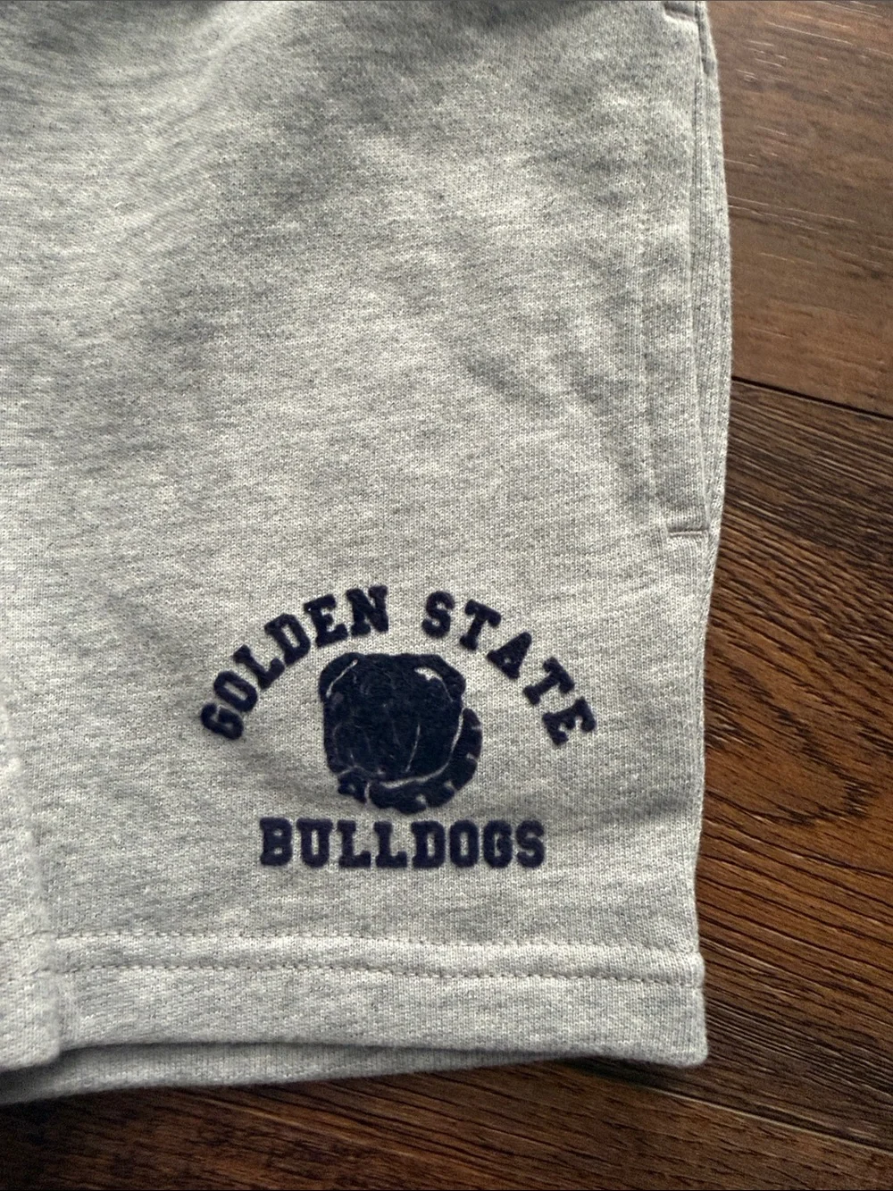 Janie and Jack Gray Shorts with Navy Trim and Bulldogs Graphic